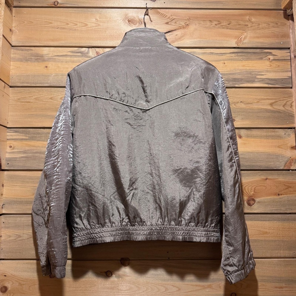 Vintage Metallic Champagne Gold Crinkle Windbreaker Jacket‎ Petite Small Y2K 90s - Picture 5 of 5
